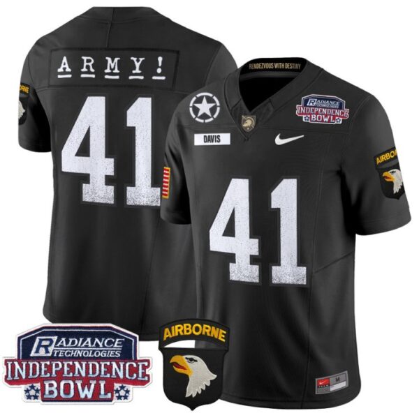 Men's Glenn Davis Jersey #41 Army Black Knights Independence Bowl Patch Black