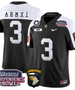 Men's Rotm Jersey #3 Army Black Knights Independence Bowl Patch Black Alternate