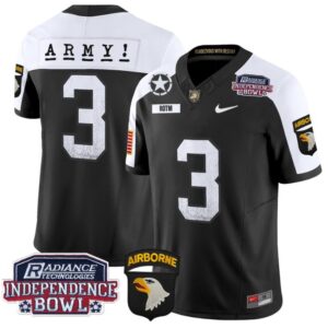 Men's Rotm Jersey #3 Army Black Knights Independence Bowl Patch Black Alternate