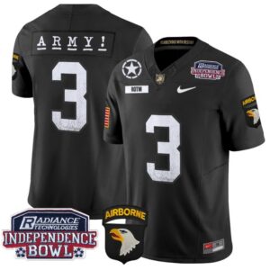 Men's Rotm Jersey #3 Army Black Knights Independence Bowl Patch Black