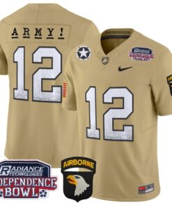 Men's 12th Man Jersey #12 Army Black Knights Independence Bowl Patch Tan