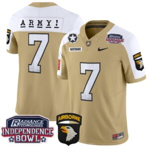 Men's Bastogne Jersey #7 Army Black Knights Independence Bowl Patch Tan Alternate