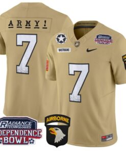 Men's Bastogne Jersey #7 Army Black Knights Independence Bowl Patch Tan