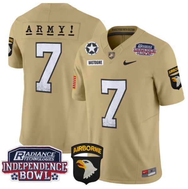 Men's Bastogne Jersey #7 Army Black Knights Independence Bowl Patch Tan