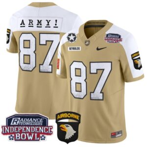 Men's Casey Reynolds Jersey #87 Army Black Knights Independence Bowl Patch Tan Alternate