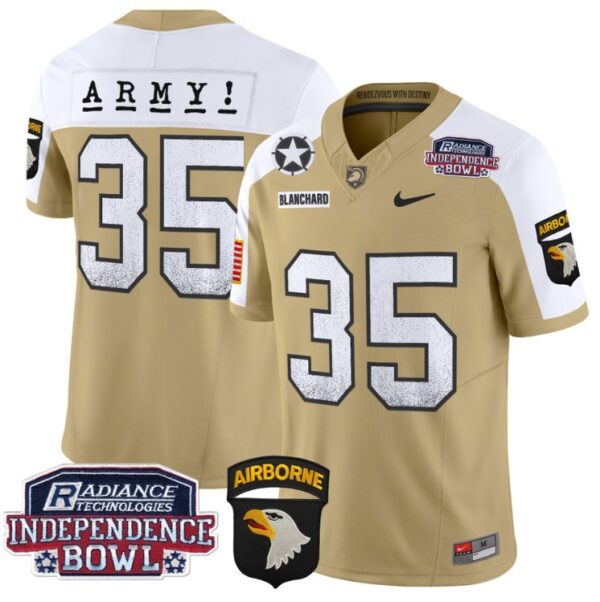 Men's Doc Blanchard Jersey #35 Army Black Knights Independence Bowl Patch Tan Alternate