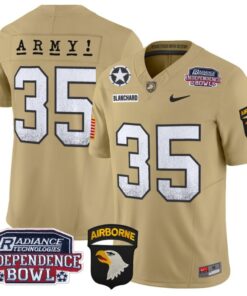 Men's Doc Blanchard Jersey #35 Army Black Knights Independence Bowl Patch Tan