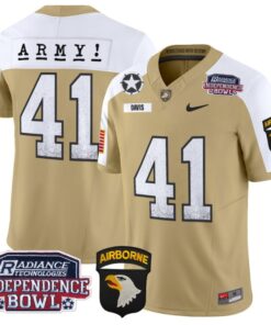 Men's Glenn Davis Jersey #41 Army Black Knights Independence Bowl Patch Tan Alternate