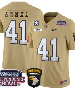 Men's Glenn Davis Jersey #41 Army Black Knights Independence Bowl Patch Tan