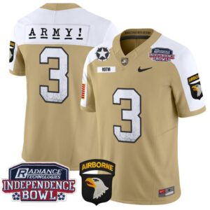 Men's Rotm Jersey #3 Army Black Knights Independence Bowl Patch Tan Alternate
