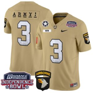 Men's Rotm Jersey #3 Army Black Knights Independence Bowl Patch Tan