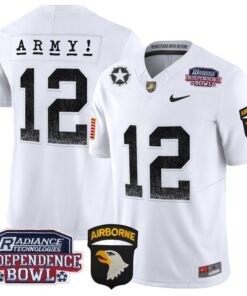 Men's 12th Man Jersey #12 Army Black Knights Independence Bowl Patch White