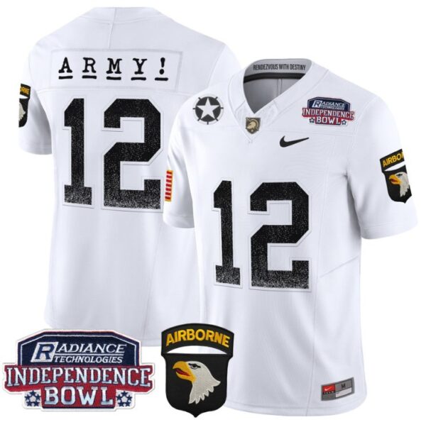 Men's 12th Man Jersey #12 Army Black Knights Independence Bowl Patch White