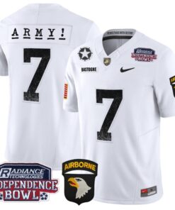 Men's Bastogne Jersey #7 Army Black Knights Independence Bowl Patch White