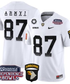 Men's Casey Reynolds Jersey #87 Army Black Knights Independence Bowl Patch White