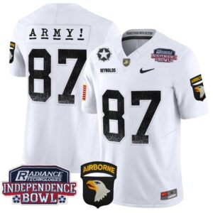 Men's Casey Reynolds Jersey #87 Army Black Knights Independence Bowl Patch White