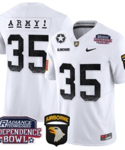 Men's Doc Blanchard Jersey #35 Army Black Knights Independence Bowl Patch White