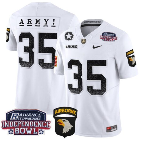 Men's Doc Blanchard Jersey #35 Army Black Knights Independence Bowl Patch White