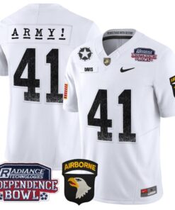 Men's Glenn Davis Jersey #41 Army Black Knights Independence Bowl Patch White
