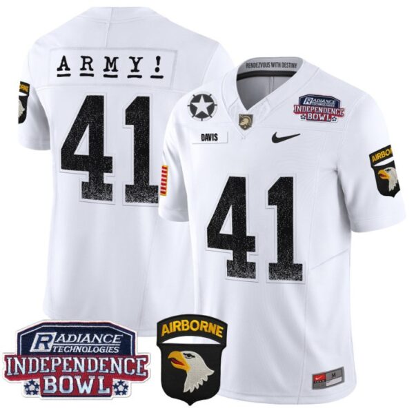 Men's Glenn Davis Jersey #41 Army Black Knights Independence Bowl Patch White