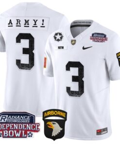 Men's Rotm Jersey #3 Army Black Knights Independence Bowl Patch White