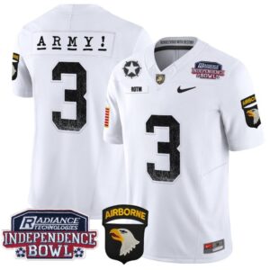 Men's Rotm Jersey #3 Army Black Knights Independence Bowl Patch White