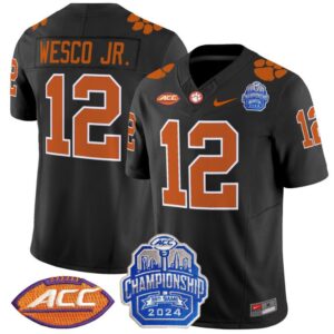 Men's Bryant Wesco Jr Jersey #12 Clemson Tigers 2024 ACC Championship Patch Black
