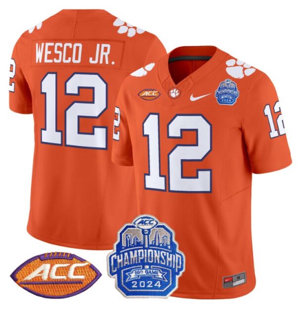 Bryant Wesco Jr Jersey #12 Clemson Tigers 2024 ACC Championship Patch Orange