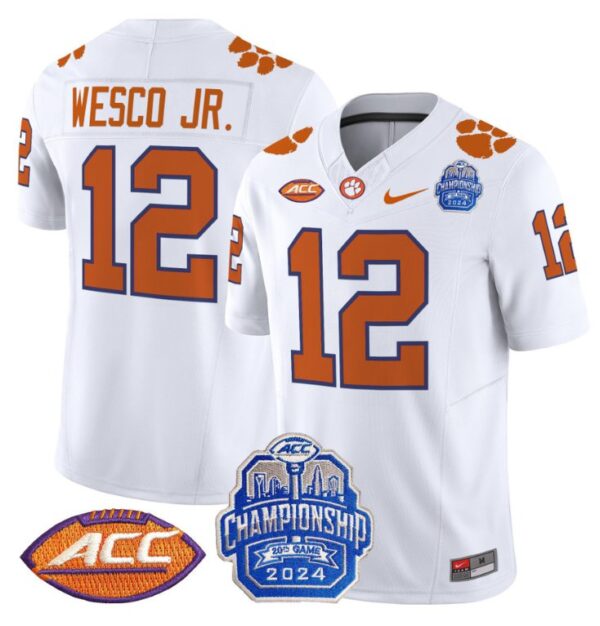 Bryant Wesco Jr Jersey #12 Clemson Tigers 2024 ACC Championship Patch White