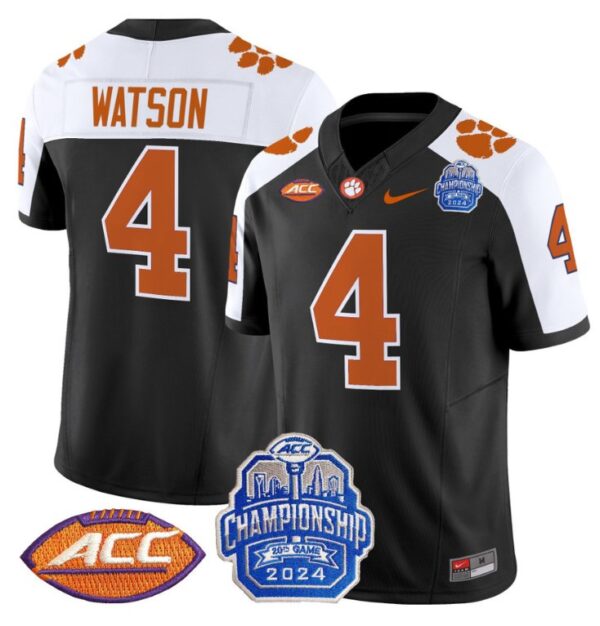 Deshaun Watson Jersey #4 Clemson Tigers 2024 ACC Championship Patch Black Alternate