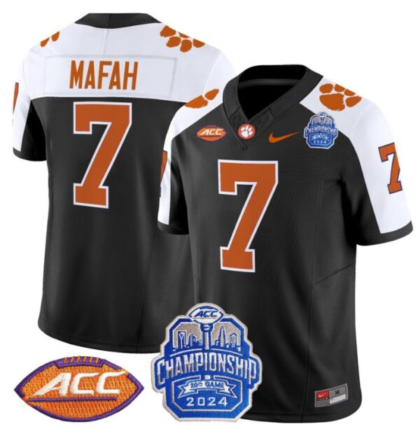 Phil Mafah Jersey #7 Clemson Tigers 2024 ACC Championship Patch Black Alternate
