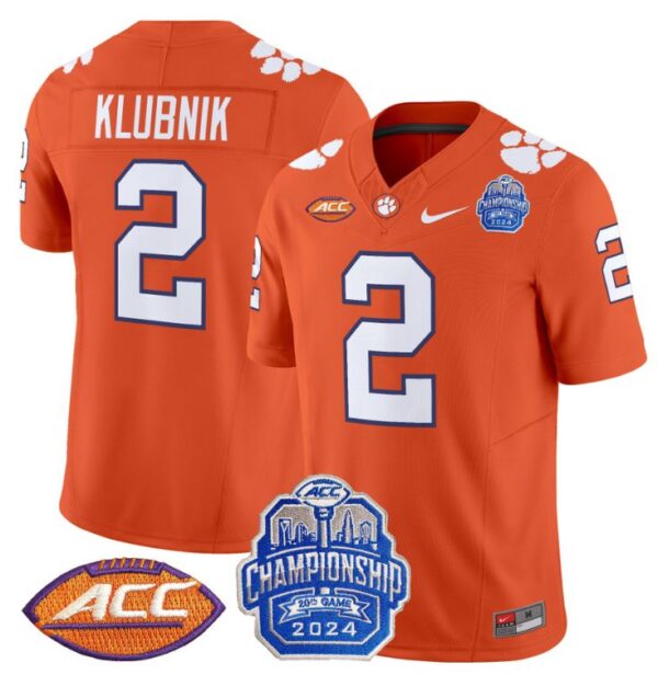 Cade Klubnik Jersey #2 Clemson Tigers 2024 ACC Championship Patch Orange