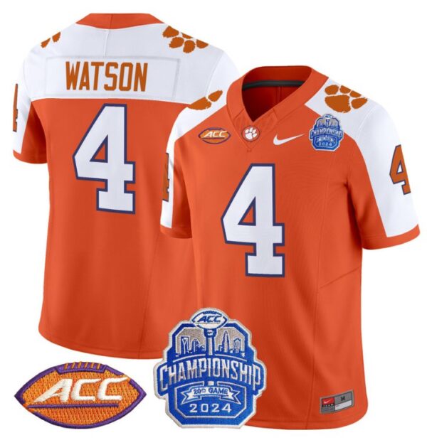 Deshaun Watson Jersey #4 Clemson Tigers 2024 ACC Championship Patch Orange Alternate