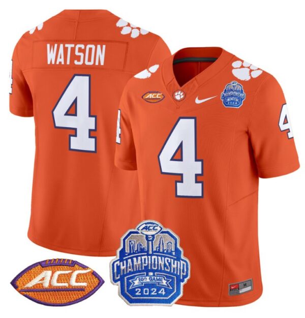 Deshaun Watson Jersey #4 Clemson Tigers 2024 ACC Championship Patch Orange