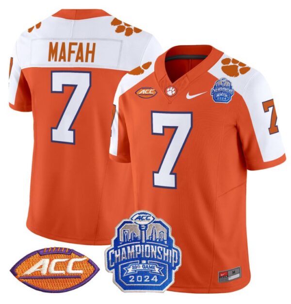 Phil Mafah Jersey #7 Clemson Tigers 2024 ACC Championship Patch Orange Alternate
