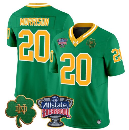 Benjamin Morrison Jersey #20 Notre Dame 2024 Sugar Bowl Patch Football Throwback