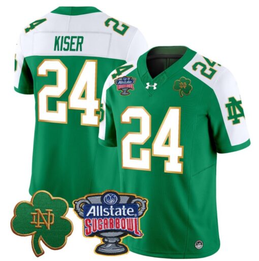 Jack Kiser Jersey #24 Notre Dame 2024 Sugar Bowl Patch Football Green Alternate
