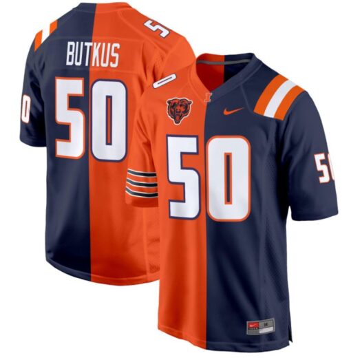 Dick Butkus Jersey #50 Illinois Fighting Illini Split Football Game All Stitched