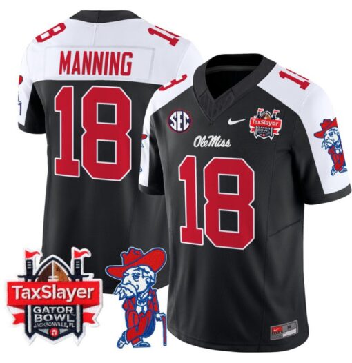 Archie Manning Jersey #18 Ole Miss Rebels 2024 Gator Bowl V2 Black Alternate