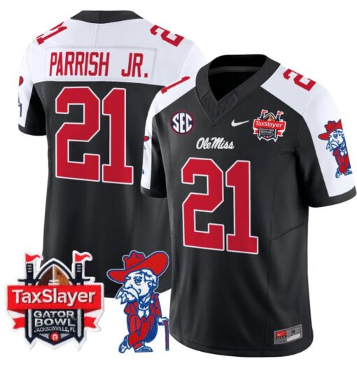 Henry Parrish Jr Jersey #21 Ole Miss Rebels 2024 Gator Bowl V2 Black Alternate