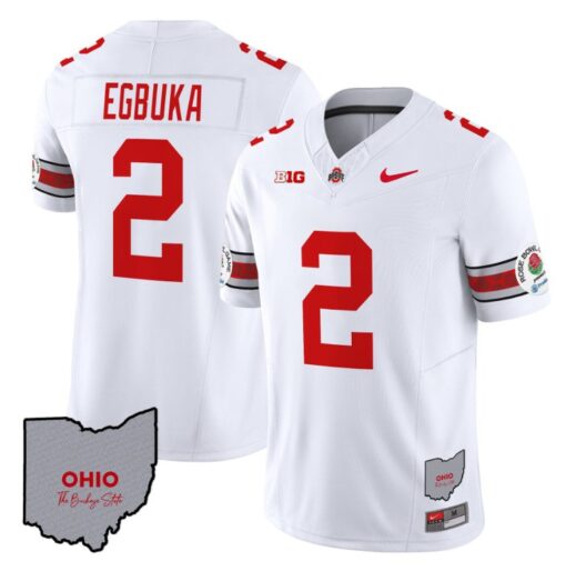 Emeka Egbuka Jersey #22 Ohio State Rose Bowl Patch Football V3 White