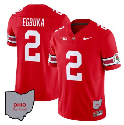 Emeka Egbuka Jersey #22 Ohio State Rose Bowl Patch Football V3 Red