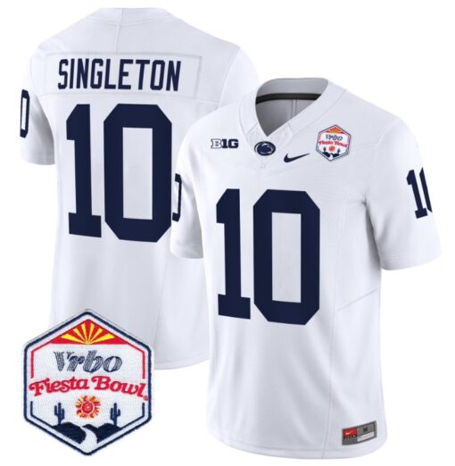 Nicholas Singleton Jersey #10 Penn State 2024 Fiesta Bowl Patch White