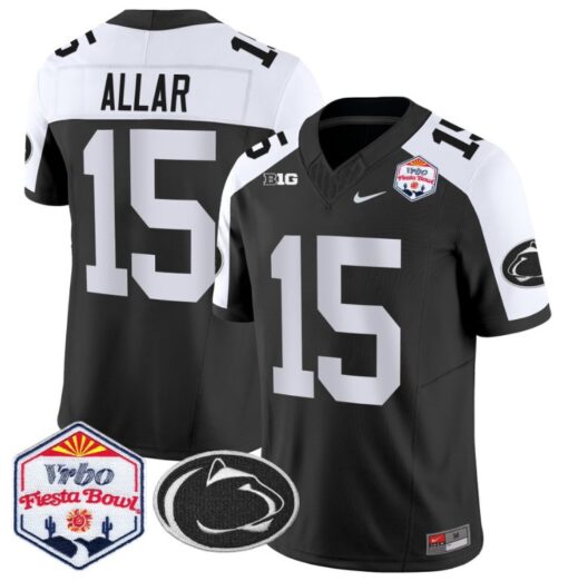 Drew Allar Jersey #15 Penn State 2024 Fiesta Bowl Patch Stitched Black Alternate