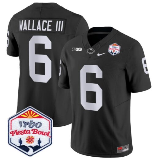 Harrison Wallace III Jersey #6 Penn State 2024 Fiesta Bowl Patch Black