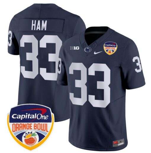 Jack Ham Jersey #33 Penn State Orange Bowl Patch Stitched Navy
