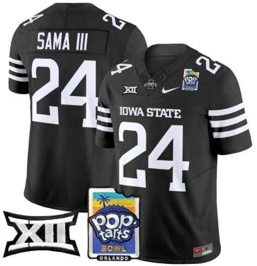 Abu Sama III Jersey #24 Iowa State 2025 PopTarts Bowl Patch Black