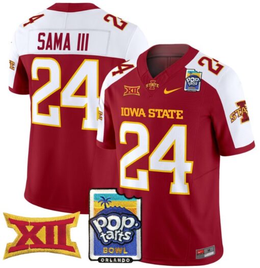 Abu Sama III Jersey #24 Iowa State 2025 PopTarts Bowl Patch Cardinal Alternate