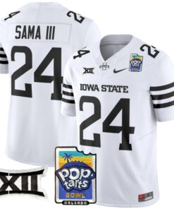 Abu Sama III Jersey #24 Iowa State 2025 PopTarts Bowl Patch White Limited