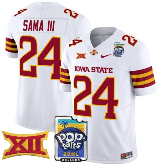 Abu Sama III Jersey #24 Iowa State 2025 PopTarts Bowl Patch White